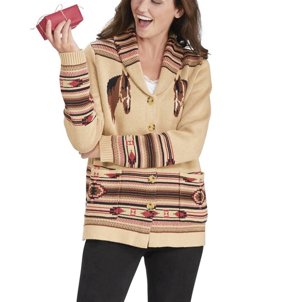 Last 1! NWT Western Horse Cardigan Sweater - Picture 4 of 4